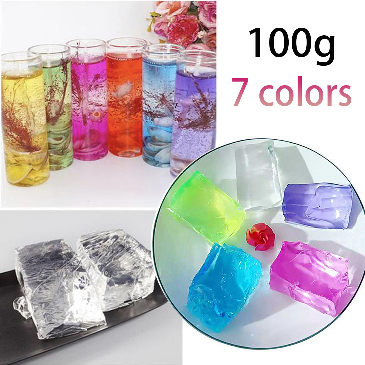 Candle Making Jelly - 100G 7Colors Jelly Wax DIY Handmade