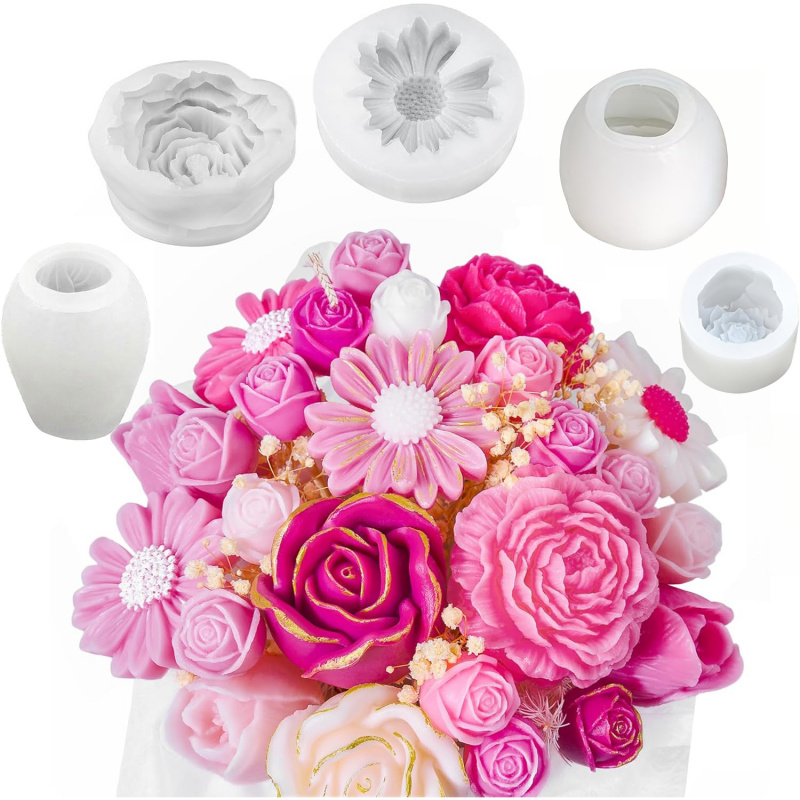 5Flower Candle Mold Set，3D Flo - Candle Making Jelly review and price